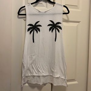 PINK palm tree muscle tank